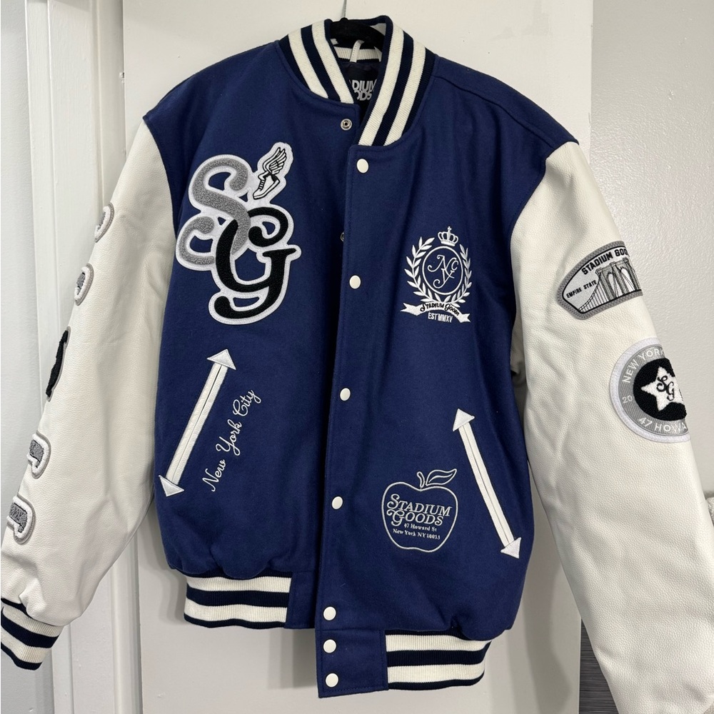 STADIUM GOODS “NYC” Wool Bomber Varsity Jacket with Embroidered Patches